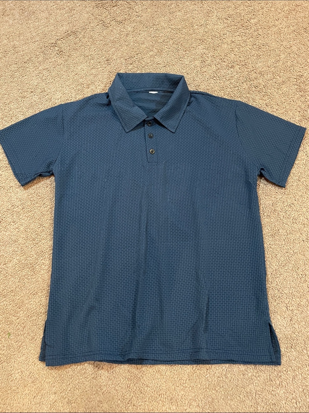 Men's Textured Blue Polo Shirt